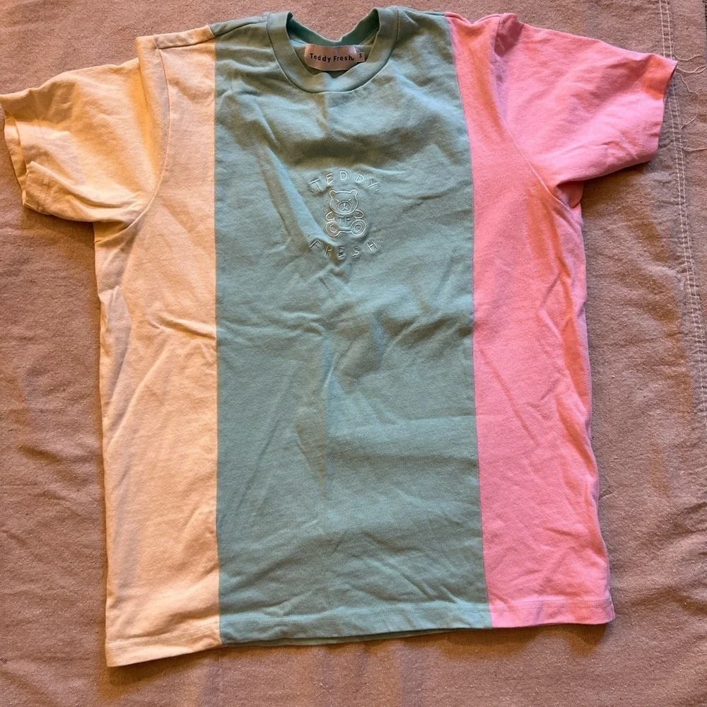 Teddy Fresh Colorblock Tee in Blue, Pink, and Cream - Picture 6 of 12